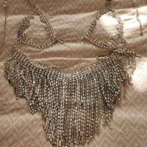 Elegant Rhinestone Bra And Skirt Costume Ish Sexyish